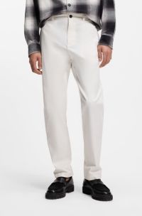 Slim-fit trousers in stretch-cotton gabardine, White