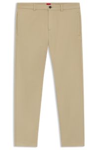 Slim-fit trousers in stretch-cotton gabardine, Beige