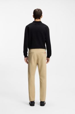 Slim-fit trousers in stretch-cotton gabardine, Beige