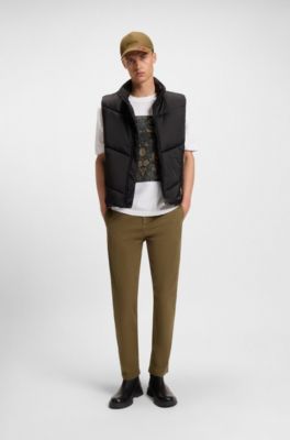 Slim-fit trousers in stretch-cotton gabardine, Olive