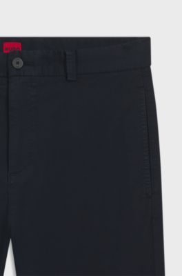 Slim-fit trousers in stretch-cotton gabardine, Dark Blue