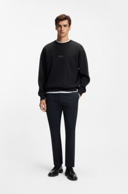 Slim-fit broek van katoenen gabardine met stretch, Donkerblauw