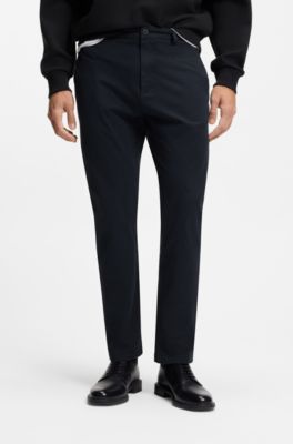 Slim-fit broek van katoenen gabardine met stretch, Donkerblauw