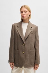 Veste Oversize en laine mélangée chinée, Marron