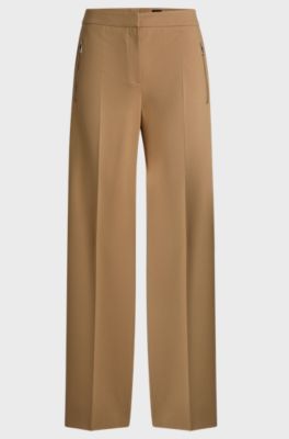 Regular-fit trousers in stretch fabric with zipped pockets, Beige
