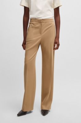 Regular-fit trousers in stretch fabric with zipped pockets, Beige