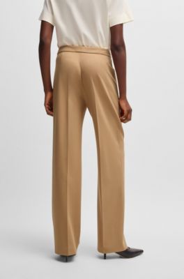 Regular-fit trousers in stretch fabric with zipped pockets, Beige