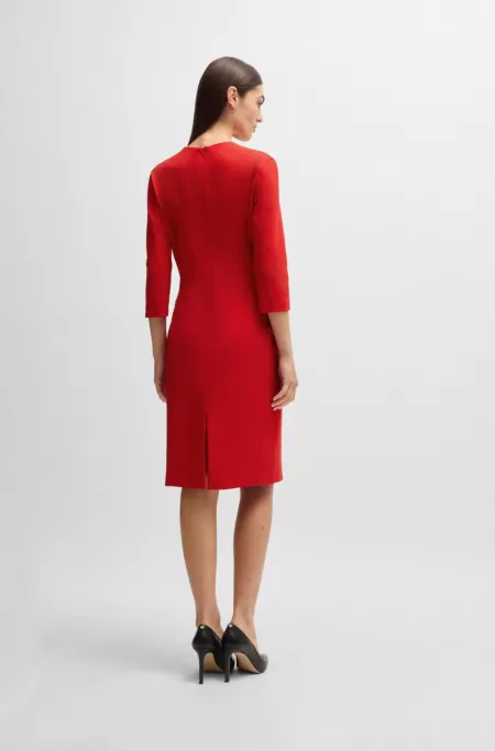 V-neck dress with zipped pockets and cropped sleeves