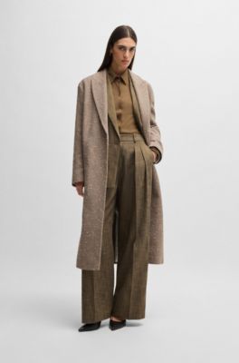 Regular-fit trousers with pleated front, Brown Patterned
