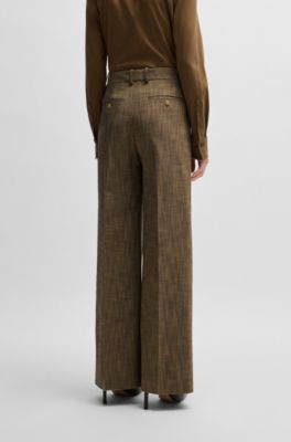 Regular-fit trousers with pleated front, Brown Patterned