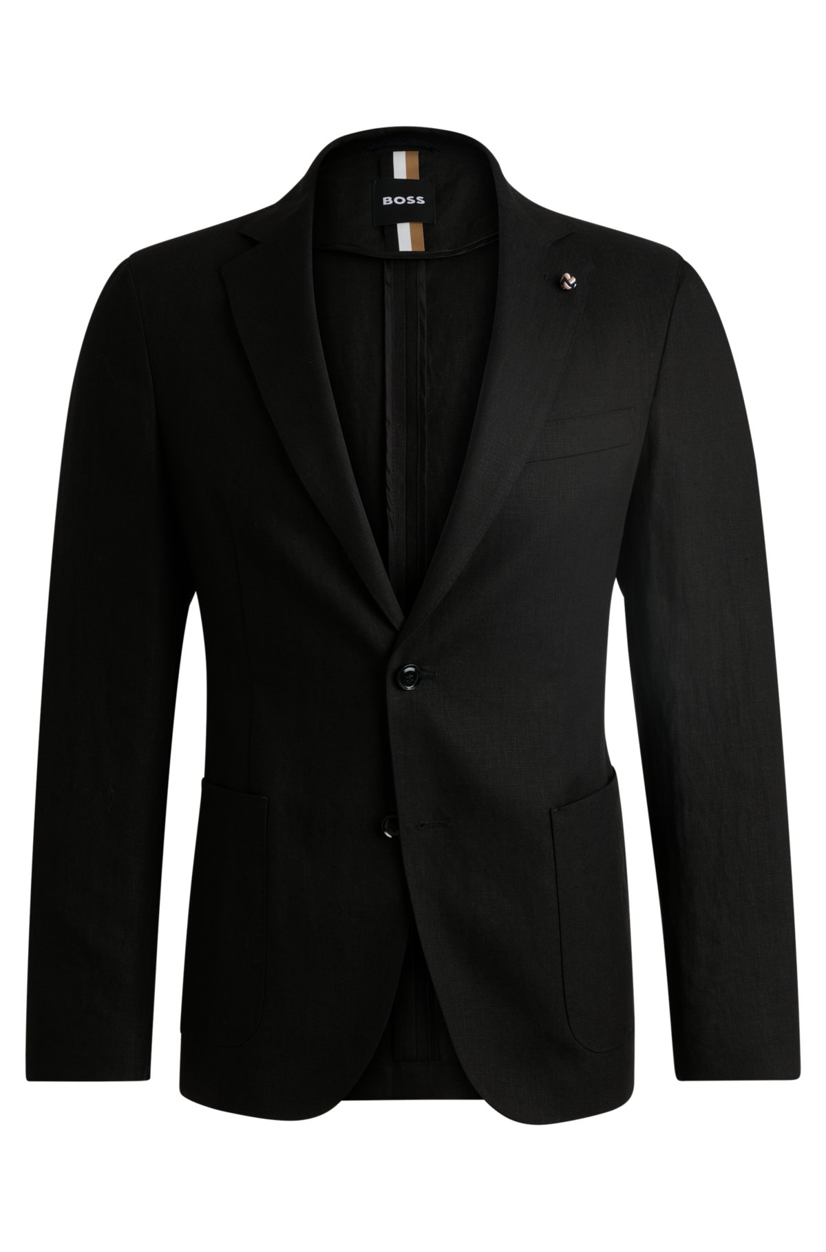 Slim-fit jacket in linen, Black