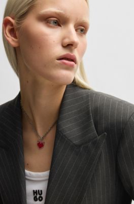 Regular-fit blazer in pinstripe stretch material, Grey Patterned