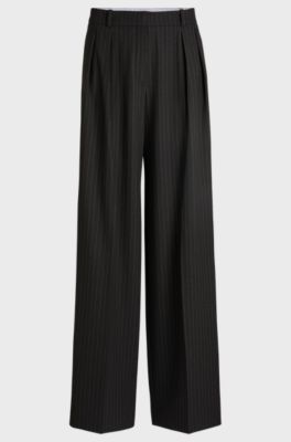 Regular-fit trousers in pinstripe stretch fabric, Grey Patterned