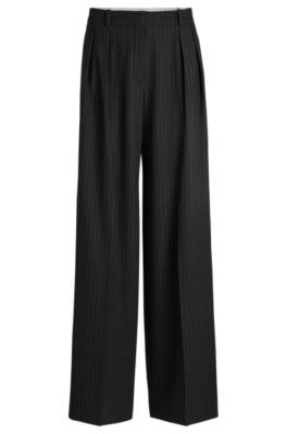 Hugo Regular-fit Trousers In Pinstripe Stretch Fabric In Black