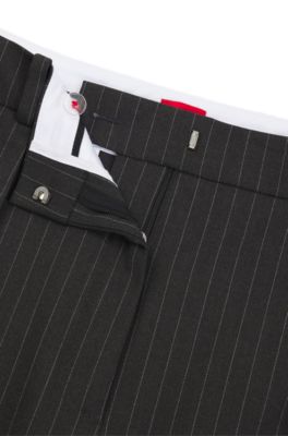 Regular-fit trousers in pinstripe stretch fabric, Grey Patterned