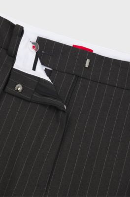 Regular-fit trousers in pinstripe stretch fabric, Grey Patterned