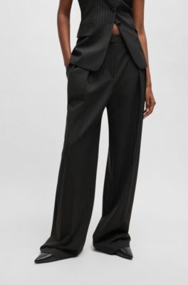 Regular-fit trousers in pinstripe stretch fabric, Grey Patterned
