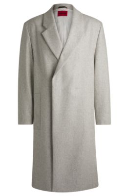 HUGO Herren Malte2441 Woll-Mix Mantel Regular Fit - Stylischer Wintermantel Mit Reißverschlusstaschen