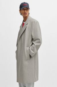 Cappotto relaxed fit in misto lana mélange, Colore neutro