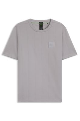 Cotton-blend T-shirt with drop-needle stitching, Light Grey