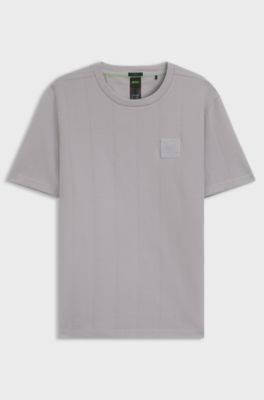 Cotton-blend T-shirt with drop-needle stitching, Light Grey