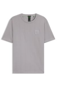 Cotton-blend T-shirt with drop-needle stitching, Light Grey