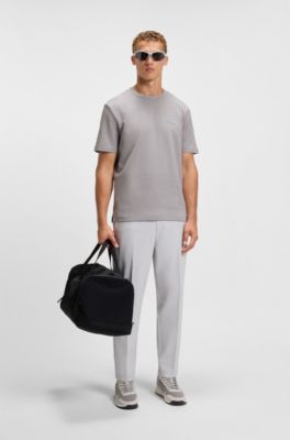 Cotton-blend T-shirt with drop-needle stitching, Light Grey