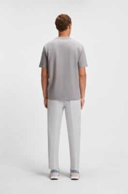 Cotton-blend T-shirt with drop-needle stitching, Light Grey