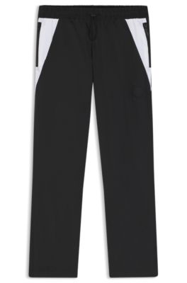 Loose-fit tracksuit bottoms with Happy HUGO logo, Black