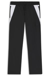 Loose-fit tracksuit bottoms with Happy HUGO logo, Black