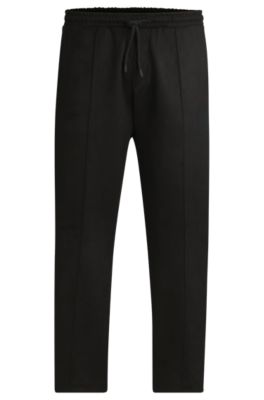 Faux-suede tracksuit bottoms with logo badge, Black