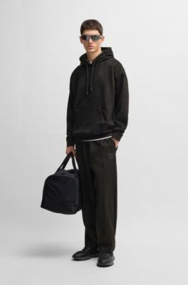 Faux-suede tracksuit bottoms with logo badge, Black