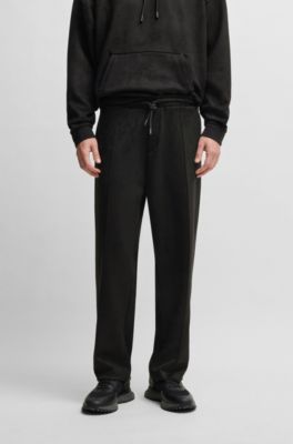 Faux-suede tracksuit bottoms with logo badge, Black