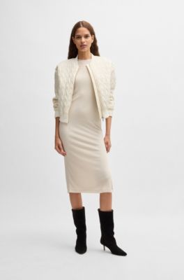 Water-repellent bomber jacket with patterned quilting, White