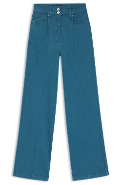 Cotton-blend trousers with stitching details
