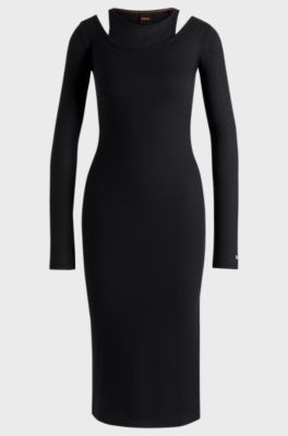 Two-in-one dress with layered effect, Black