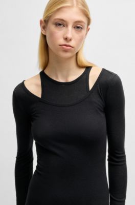 Two-in-one dress with layered effect, Black
