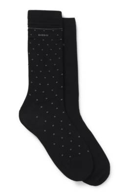 Shop Hugo Boss Two-pack Of Regular-length Socks With Logo Details In Black