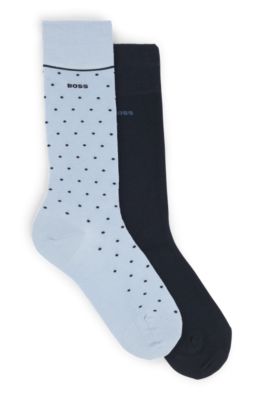 Two-pack of regular-length socks with logo details, Blue