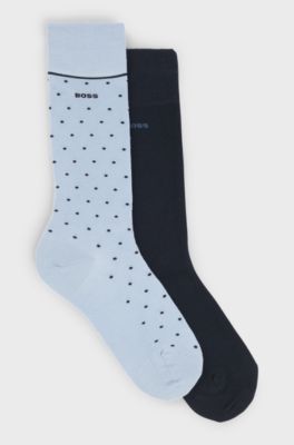 Two-pack of regular-length socks with logo details, Blue