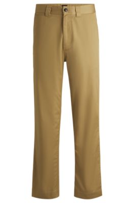 Straight-fit trousers in cotton-blend twill, Beige