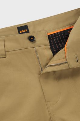 Straight-fit trousers in cotton-blend twill, Beige