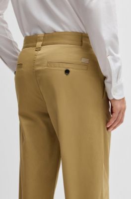 Straight-fit trousers in cotton-blend twill, Beige