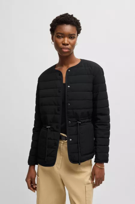 Water-repellent padded jacket with drawcord waist