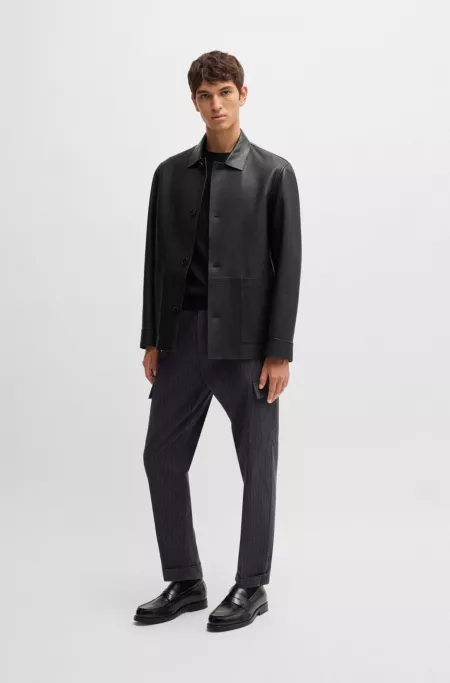Regular-fit jacket in Nappa leather with button front