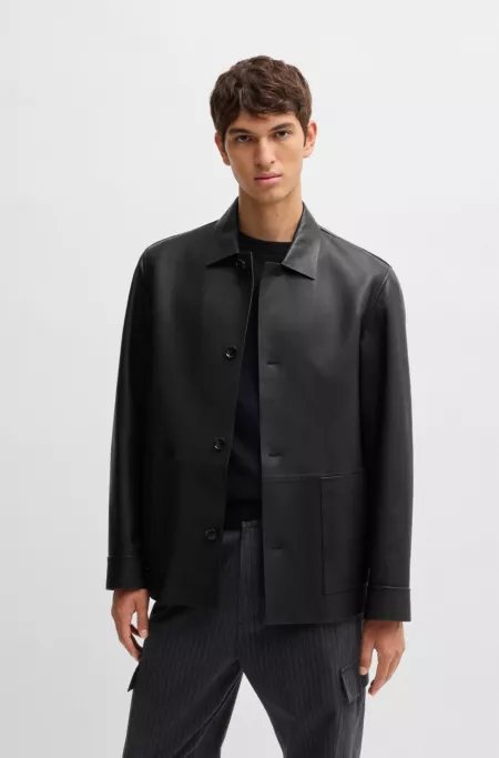 Regular-fit jacket in Nappa leather with button front