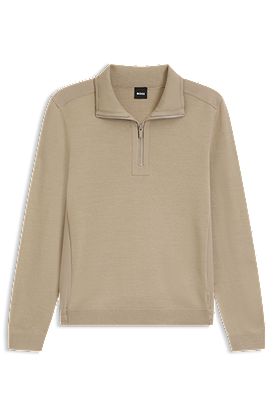 Zip-neck sweater with softshell trims