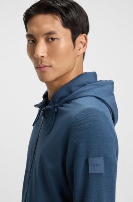 Softshell jacket with knitted details, Blue