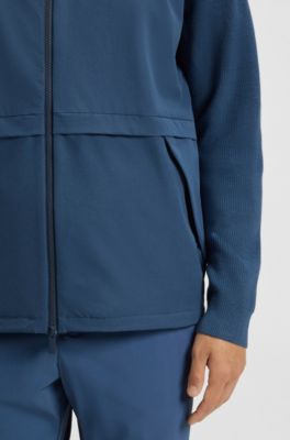 Softshell jacket with knitted details, Blue