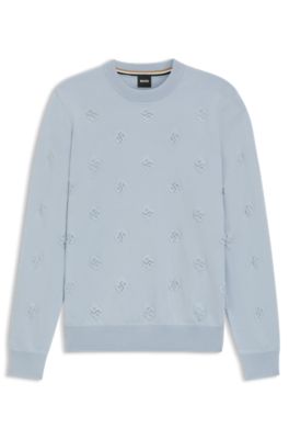 Wool-blend sweater with Double B monograms, Light Blue